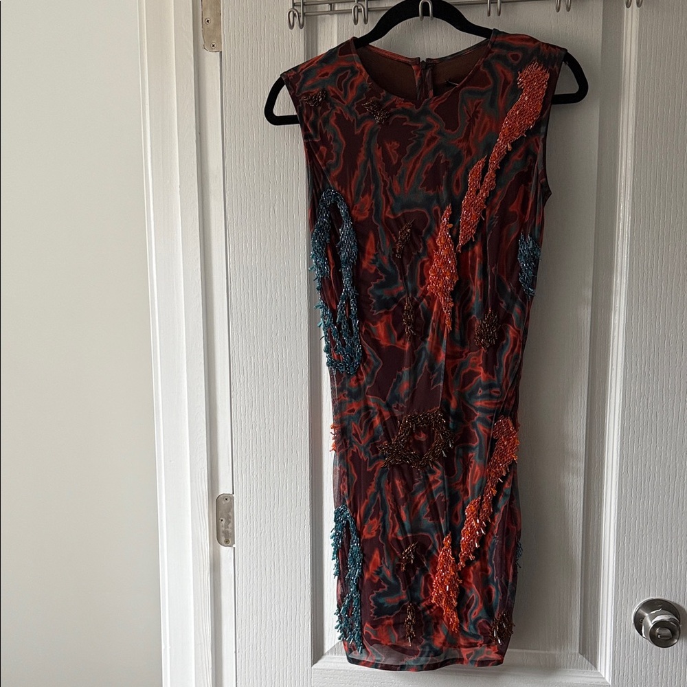 Onalaja Multicolor beaded Sleeveless Dress size 10 US medium